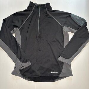 L.L. Bean Black and Gray Performance Jacket with Quarter-Zip